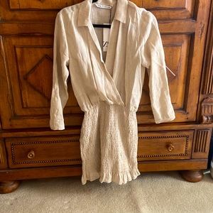 Zara Linen tan dress, The Valery Dress